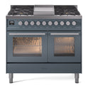 ILVE UPD40FWMPBG Professional Plus II 40 inch Dual Fuel Range (Natural Gas, Triple Glass Door, Blue Grey)