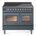ILVE UPDI406NMPBGC Nostalgie II 40 inch Induction Range with 6 Elements (Triple Glass Door, Blue Grey, Chrome)