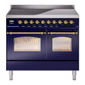 ILVE UPDI406NMPMBG Nostalgie II 40 inch Induction Range with 6 Elements (Triple Glass Door, Midnight Blue, Brass)