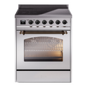 ILVE UPI304NMPSSB Nostalgie II 30 inch Induction Range with 4 Elements (Triple Glass Door, Stainless Steel, Burnished)
