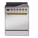 ILVE UPI304QNMPSSG Nostalgie II 30 inch Induction Range with 4 Elements (Solid Door, Stainless Steel, Brass)