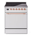 ILVE UPI304QNMPWHP Nostalgie II 30 inch Induction Range with 4 Elements (Solid Door, White, Copper)
