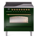 ILVE UPI366NMPEGG Nostalgie II 36 inch Induction Range with 6 Elements (Triple Glass Door, Emerald Green, Brass)