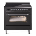 ILVE UPI366NMPMGC Nostalgie II 36 inch Induction Range with 6 Elements (Triple Glass Door, Graphite Matte, Chrome)