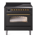 ILVE UPI366NMPMGG Nostalgie II 36 inch Induction Range with 6 Elements (Triple Glass Door, Graphite Matte, Brass)