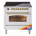 ILVE UPI366NMPRAG Nostalgie II 36 inch Induction Range with 6 Elements (Triple Glass Door, RAL, Brass)
