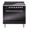 ILVE UPI366QMPBK Professional Plus II 36 inch Induction Range (Solid Door, Glossy Black)