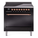 ILVE UPI366QNMPBKP Nostalgie II 36 inch Induction Range with 6 Elements (Solid Door, Glossy Black, Copper)