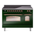 ILVE UPI486NMPEGP Nostalgie II 48 inch Induction Range with 6 Elements (Triple Glass Door, Emerald Green, Copper)
