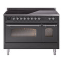 ILVE UPI486NMPMGC Nostalgie II 48 inch Induction Range with 6 Elements (Triple Glass Door, Graphite Matte, Chrome)