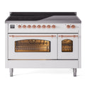 ILVE UPI486NMPWHP Nostalgie II 48 inch Induction Range with 6 Elements (Triple Glass Door, White, Copper)