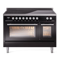 ILVE UPI486WMPBK Professional Plus II 48 inch Induction Range (Triple Glass Door, Glossy Black)