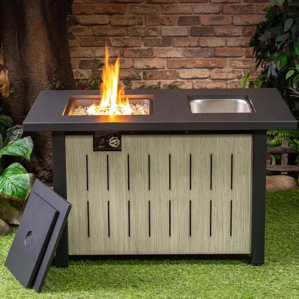 Deko Living 42-Inch Rectangular Outdoor 50,000 BTU Propane Firetable with Ice Bucket Deko Living