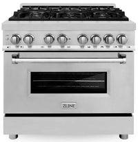 ZLINE 36 in. 4.6 cu. ft. Legacy Dual Fuel Range with 6 Burner Gas Cooktop and Electric Convection Oven in Stainless Steel