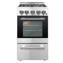 Cocina a gas Lamazze Forno de 20 pulgadas con 4 quemadores y 21,200 BTU en acero inoxidable