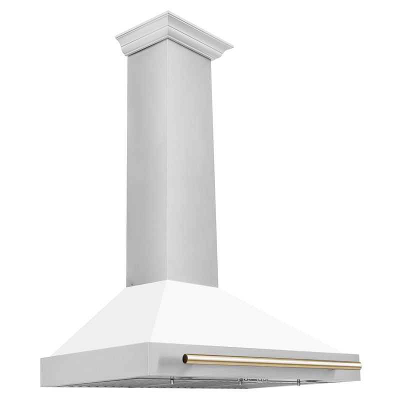ZLINE 36 in.Autograph Edition Convertible Stainless Steel Range Hood with White Matte Shell and Matte Black Accents (KB4STZ-WM36-MB) Zline