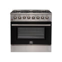 Forno 36-Inch Galiano Dual Fuel Range with 6 Gas Burners and 240v Electric Oven