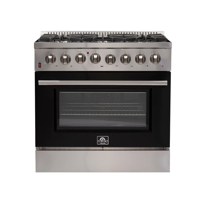 Forno 36-Inch Galiano Dual Fuel Range with 6 Gas Burners and 240v Electric Oven Forno