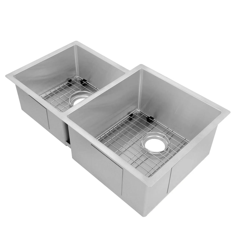 ZLINE 32 in. Jackson Undermount Double Bowl Stainless Steel Kitchen Sink with Bottom Grid (SRDL-32) Zline