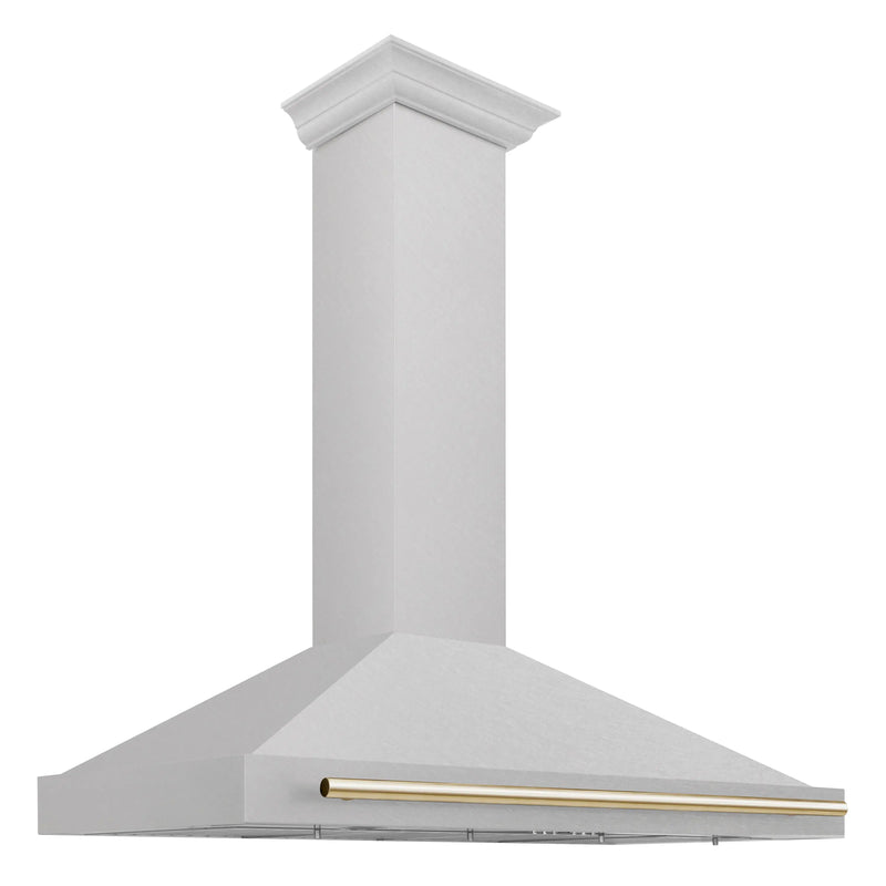 ZLINE 48 in. Autograph Edition Convertible Fingerprint Resistant DuraSnow® Stainless Steel Range Hood with Matte Black Handle (KB4SNZ-48-MB) Zline