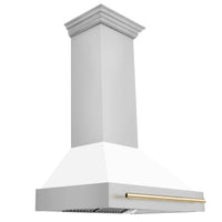 ZLINE Autograph Edition 36 in. Stainless Steel Range Hood with White Matte Shell and Matte Black Accent Handle