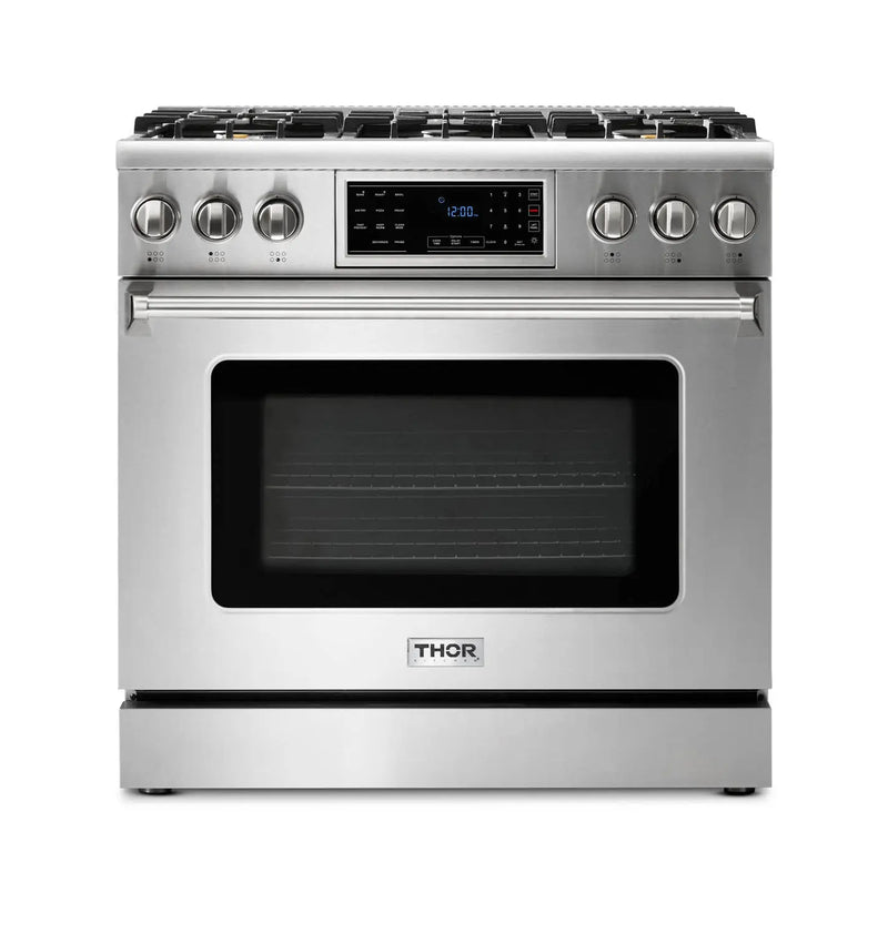 Thor Kitchen 36" Gas Range with 6.0 Cu. Ft. Self-Cleaning Oven, Air Fryer, Tilt Thor
