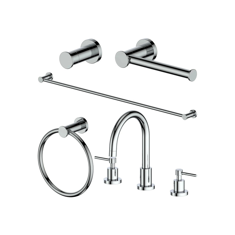 5 Piece Bathroom Faucet and Accessory Bundle(5BP-EMBYACCF-CH) Zline