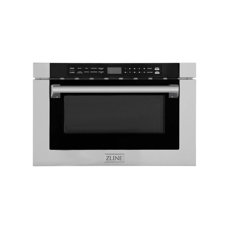 ZLINE 24 in. 1.2 cu. ft. Built-in Microwave Drawer with a Traditional Handle in Stainless Steel (MWD-1-H) Zline