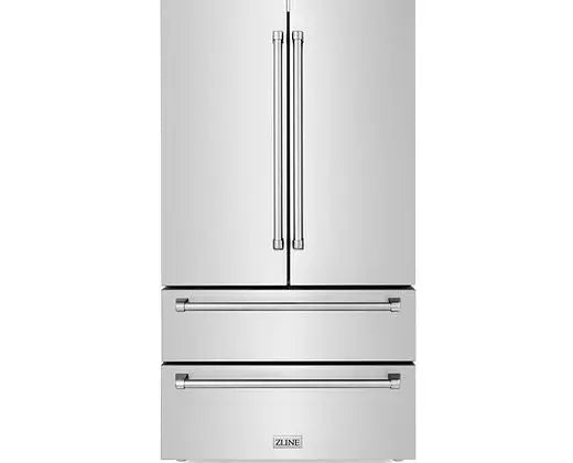 ZLINE 36 in. 22.5 cu. ft. Counter-Depth French Door Refrigerator with Ice Maker in Fingerprint-Resistant Black Stainless Steel (RFM-36-BS) Zline