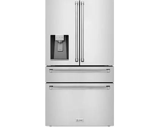 ZLINE 36 in. 21.6 cu. ft. Counter-Depth French Door Refrigerator with Water and Ice Dispenser in Fingerprint-Resistant Stainless Steel (RFM-W-36) Zline