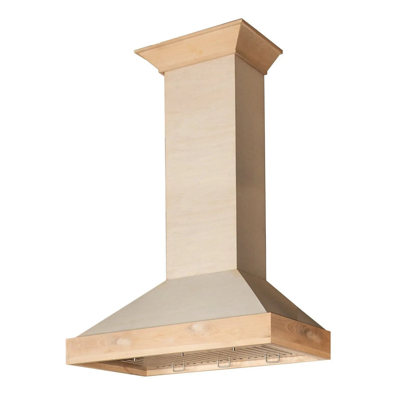ZLINE 42" Ducted Unfinished Wooden Wall Mount Range Hood (KBUF-42) Zline