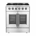 Cocina a gas Forno Vittorio de 30 pulgadas con puerta francesa, 5 quemadores sellados y 68 000 BTU