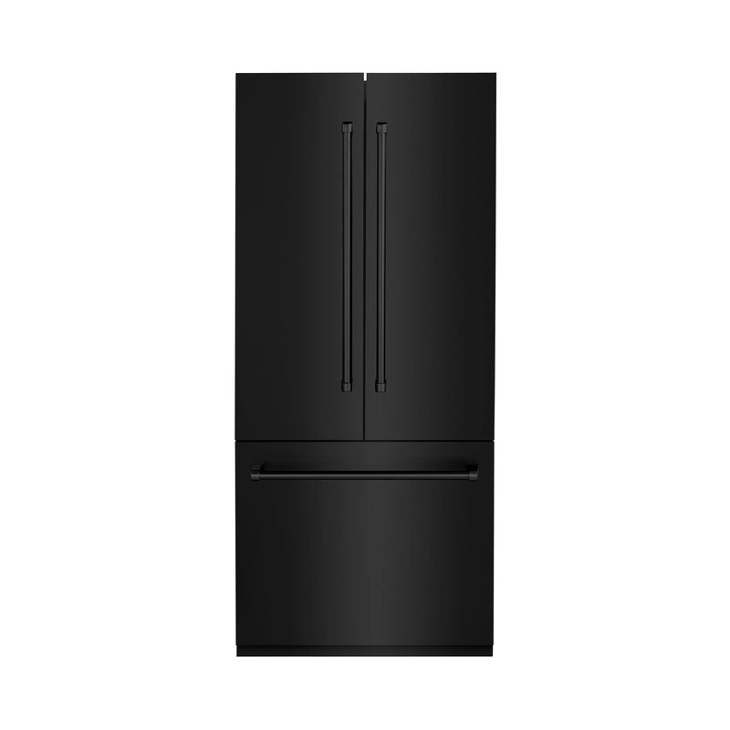 ZLINE 36 in. 19.6 cu. ft. French Door Built-In Bottom Freezer Refrigerator with Water Dispenser and Ice Maker in Black Stainless Steel (RBIV-BS-36) Zline