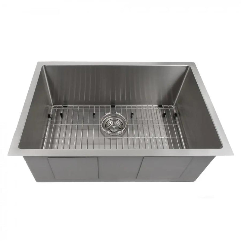 ZLINE 30 in. Meribel Undermount Single Bowl Satin Stainless Steel Kitchen Sink with Bottom Grid (SRS-30S) Zline