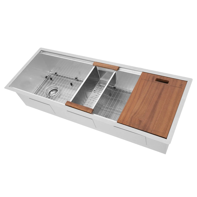 ZLINE 45 in. Garmisch Undermount Single Bowl Satin Stainless Steel Kitchen Sink with Bottom Grid and Accessories (SLS-45S) Zline