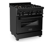 ZLINE 30 in. 4.0 cu. ft. Legacy Dual Fuel Range with Gas Cooktop and Electric Convection Oven in Black Stainless Steel with 4 Brass Burners
