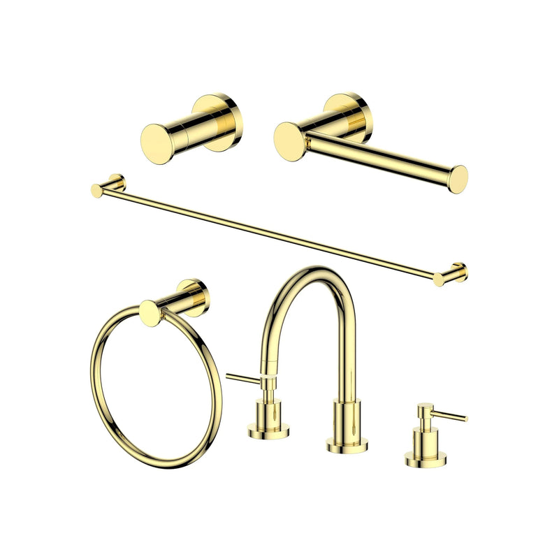5 Piece Bathroom Faucet and Accessory Bundle(5BP-EMBYACCF-PG) Zline