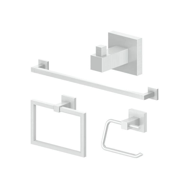 ZLINE Bliss Bathroom Accessories Package with Towel Rail, Hook, Ring and Toilet Paper Holder in Chrome Zline