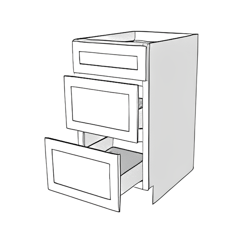 Matte Black Shaker 15" Drawer Base Cabinet — cabinet drawing