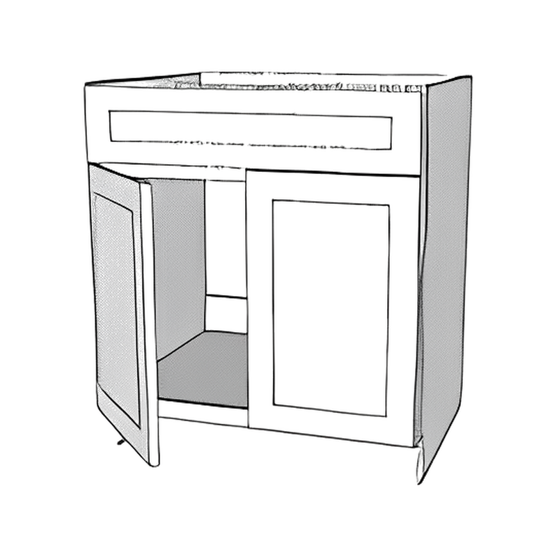 Matte Black Shaker 36" Farmhouse Sink Base Cabinet — cabinet drawing