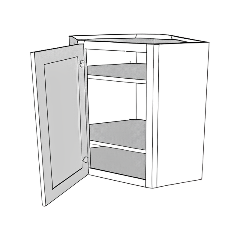 Matte Black Shaker 24"W x 36"H Diagonal Corner Wall Cabinet — cabinet drawing