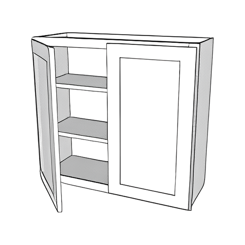 Matte Black Shaker 33"W × 40"H Wall Cabinet — cabinet drawing