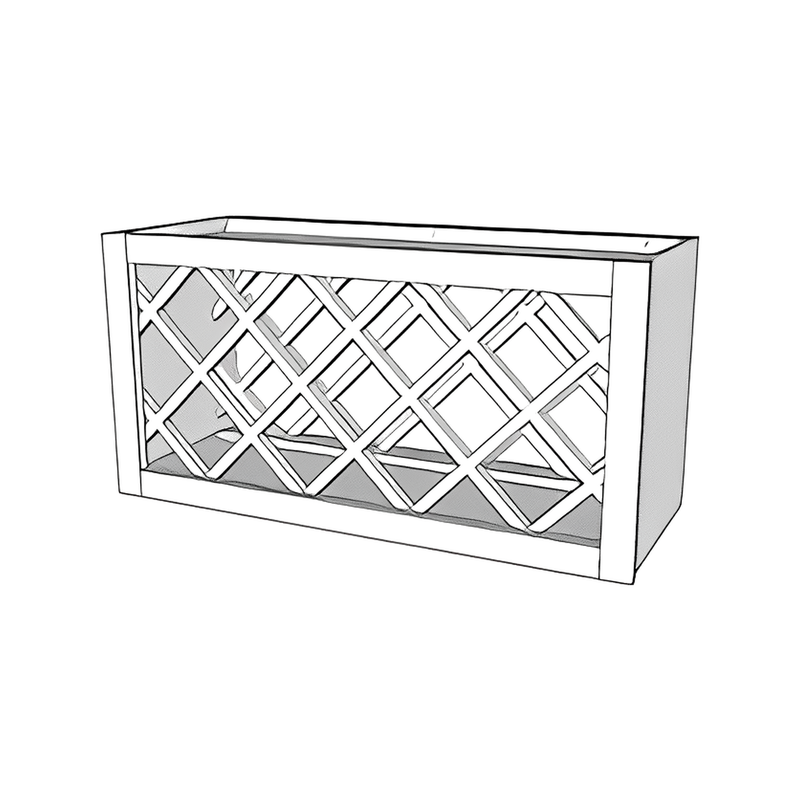 Matte Black Shaker 30"W × 15"H Wall Wine Rack — cabinet drawing