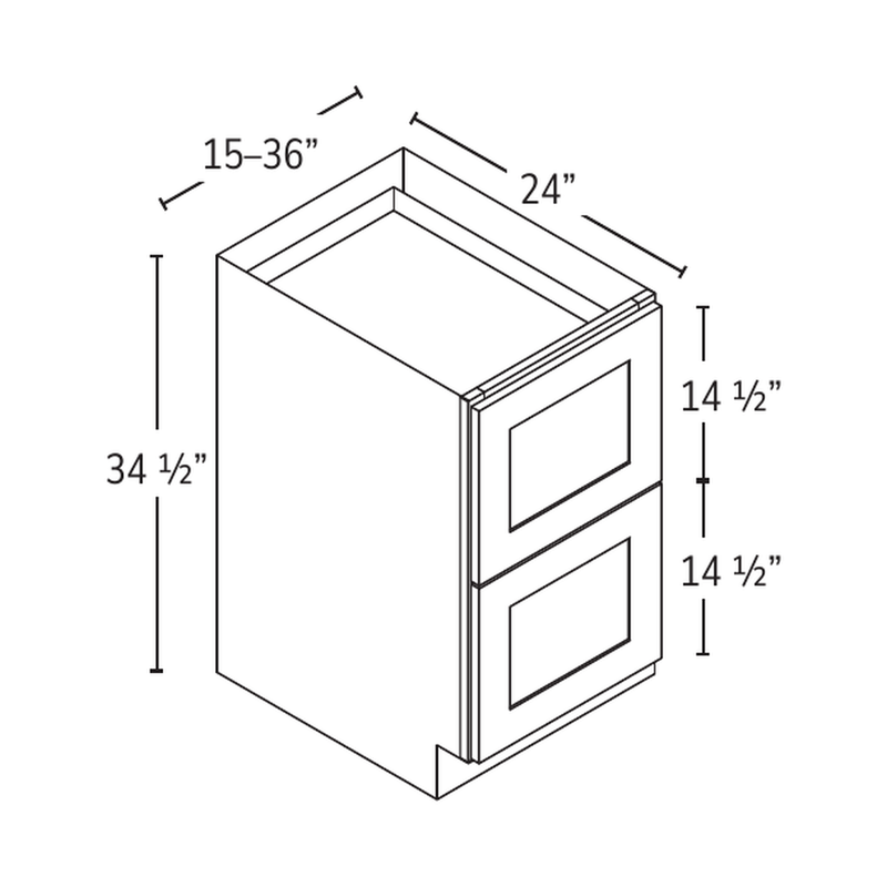 Forevermark 2-drawer base cabinet — catalog drawing