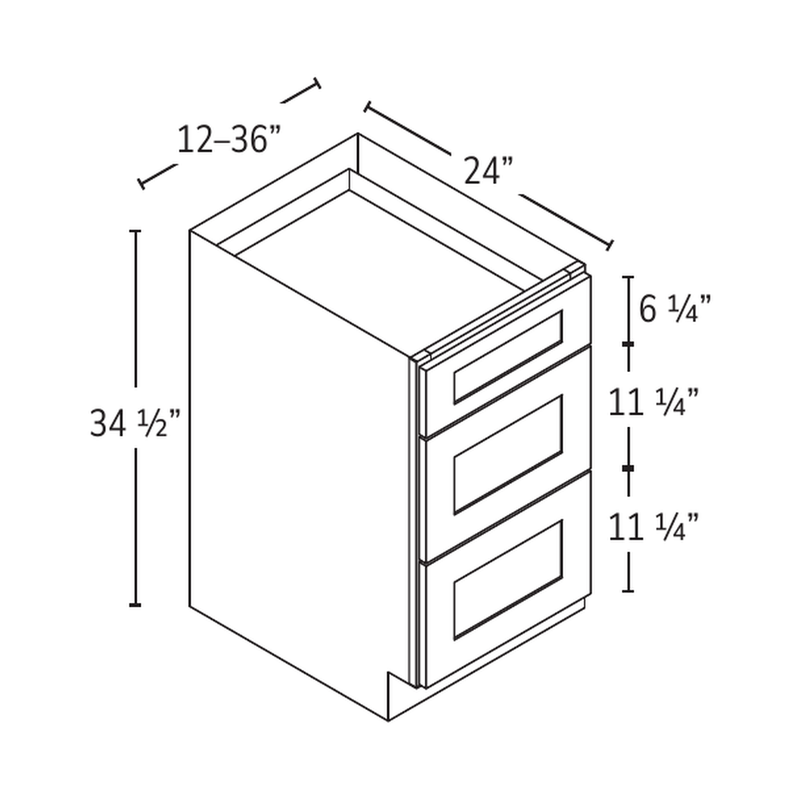 Forevermark 3-drawer base cabinet — catalog drawing