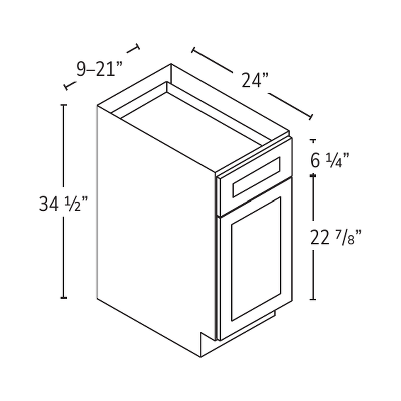 Forevermark single-door base cabinet — catalog drawing