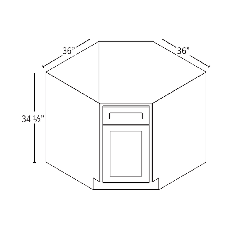 Forevermark diagonal corner sink base — catalog drawing