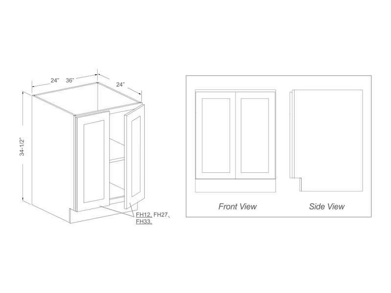 Cabinet drawing — front and side views