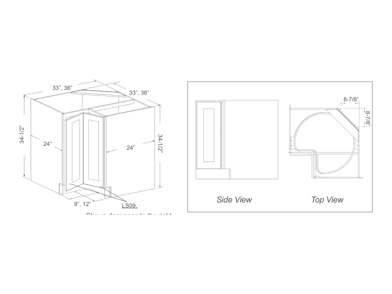 Cabinet drawing — front and side views