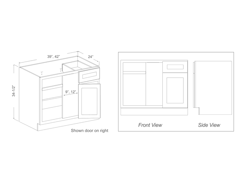 Cabinet drawing — front and side views